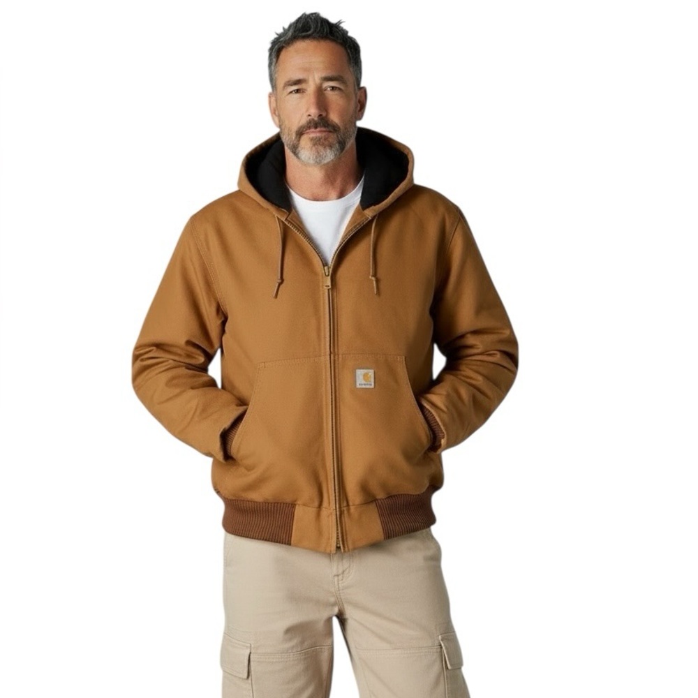 Carhartt J140 Loose Fit Firm Duck Flannel-Lined Insulated Brown Jacket Men's 2XL